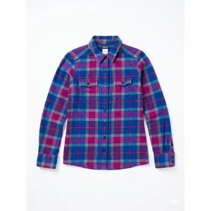 Patagonia Shirt Womens Purple Sz 2 Fjord Plaid Flannel Organic Cotton Button-Up
